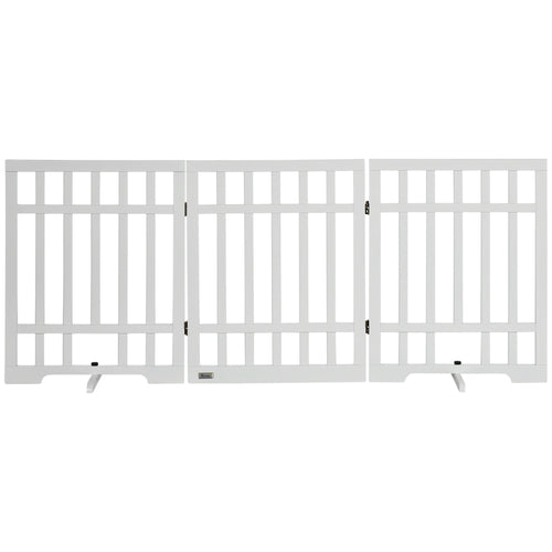 Freestanding Pet Gate with 2PCS Support Feet, 3 Panels Folding Dog Gates for the House Doorway Stairs, Expands up to 71.3