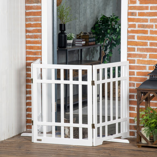 Freestanding Pet Gate with 2PCS Support Feet, 3 Panels Folding Dog Gates for the House Doorway Stairs, Expands up to 71.3