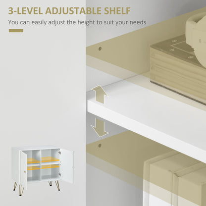 Freestanding Storage Cabinet with Doors, Cupboard Organization with Golden Hairpin Legs and Adjustable Shelves, White Storage Cabinets   at Gallery Canada