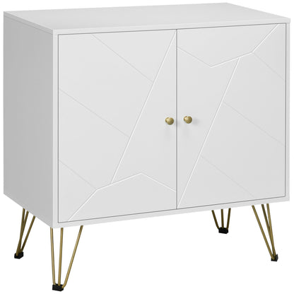 Freestanding Storage Cabinet with Doors, Cupboard Organization with Golden Hairpin Legs and Adjustable Shelves, White Storage Cabinets Multi Colour  at Gallery Canada