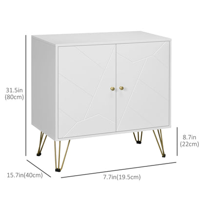 Freestanding Storage Cabinet with Doors, Cupboard Organization with Golden Hairpin Legs and Adjustable Shelves, White Storage Cabinets   at Gallery Canada