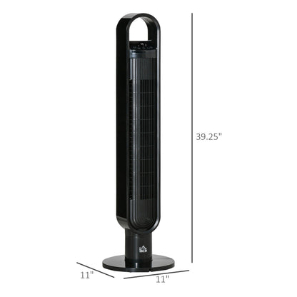 Freestanding Tower Fan Cooling for Home Bedroom with Oscillating, 3 Speed, 12h Timer, LED Sensor Panel, Remote Controller, Black Tower Fans Black  at Gallery Canada