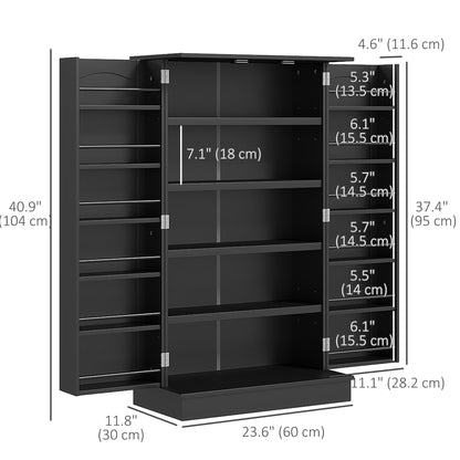 41" Storage Cabinet, 2-Door Kitchen Pantry Cabinet with 5-tier Shelving, 12 Spice Racks and Adjustable Shelves, Black Kitchen Pantry Cabinets   at Gallery Canada