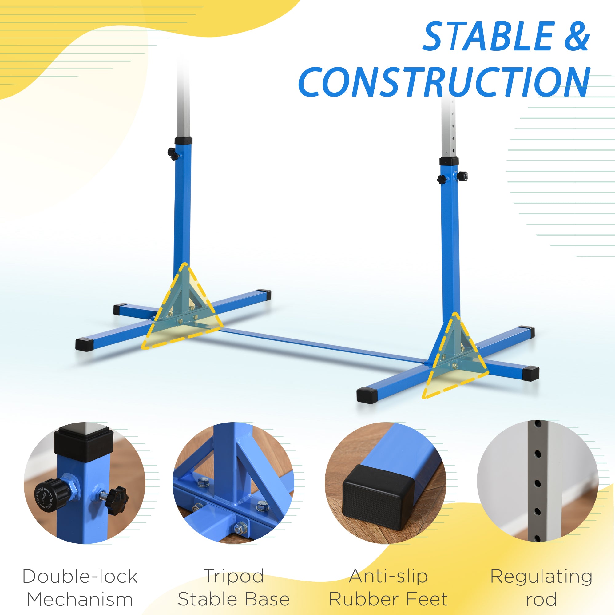 Professional Gymnastics Bar for Kids, Toddler Home Gymnastics Equipment with 13-level Adjustable Height, Blue Baby Gym & Playmats at Gallery Canada