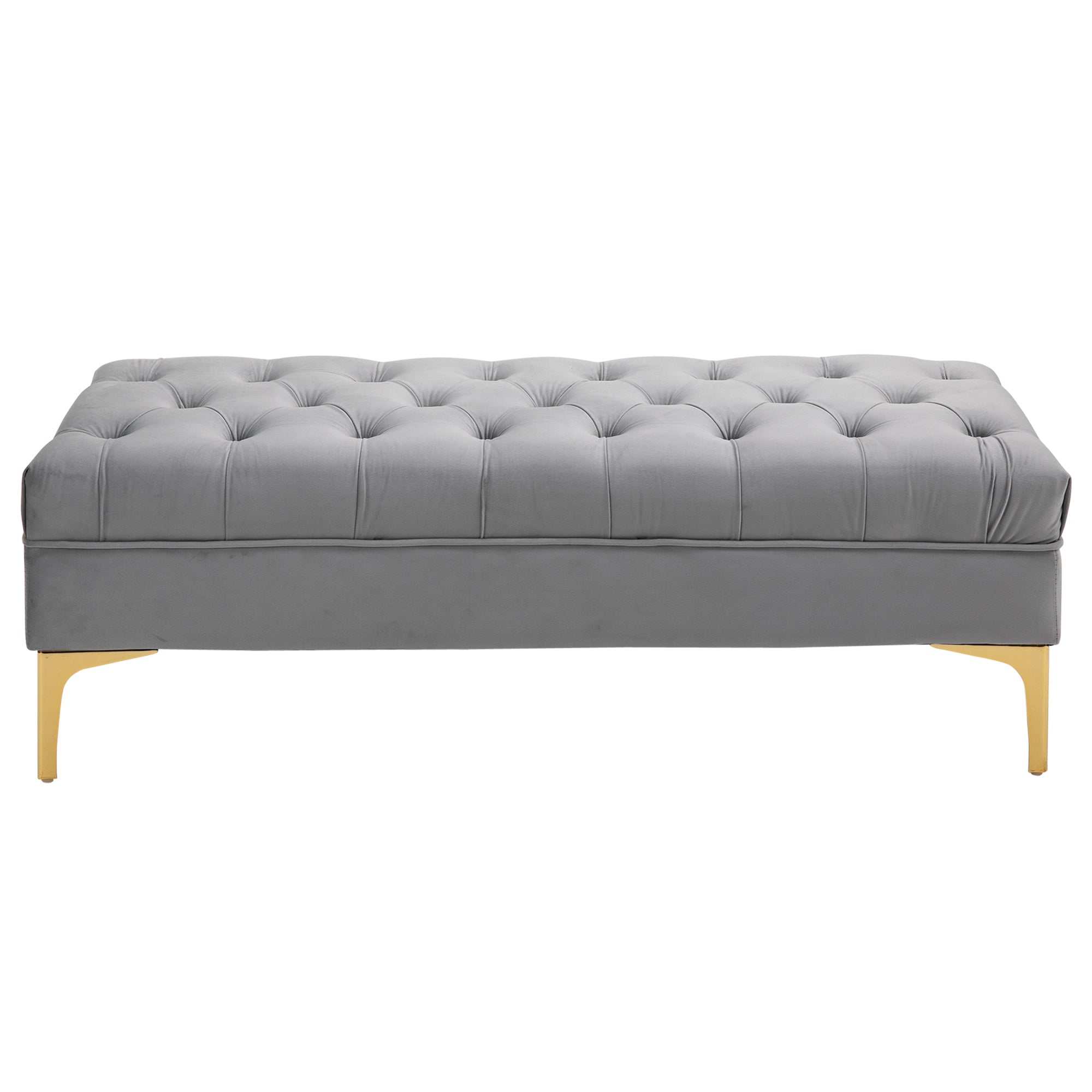 End of Bed Bench, Upholstered Bench, Entryway Shoe Bench with Button Tufted for Living Room, Bedroom, Grey Storage Ottomans & Benches at Gallery Canada