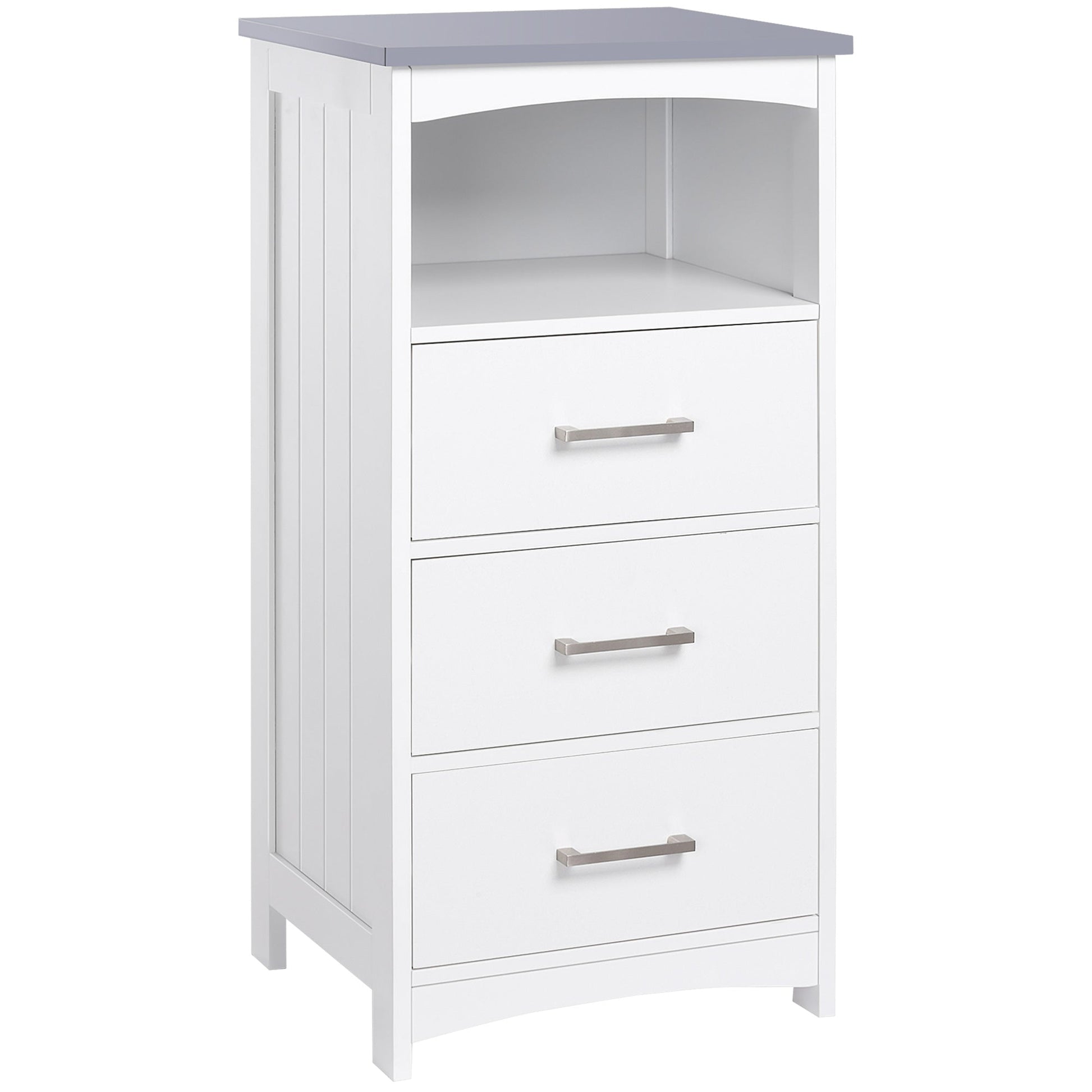 Bathroom Floor Cabinet, Freestanding Storage Cupboard Unit with 3 Drawers and Open Components, White Bathroom Cabinets Multi Colour  at Gallery Canada