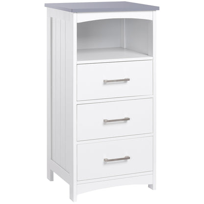 Bathroom Floor Cabinet, Freestanding Storage Cupboard Unit with 3 Drawers and Open Components, White Bathroom Cabinets Multi Colour  at Gallery Canada