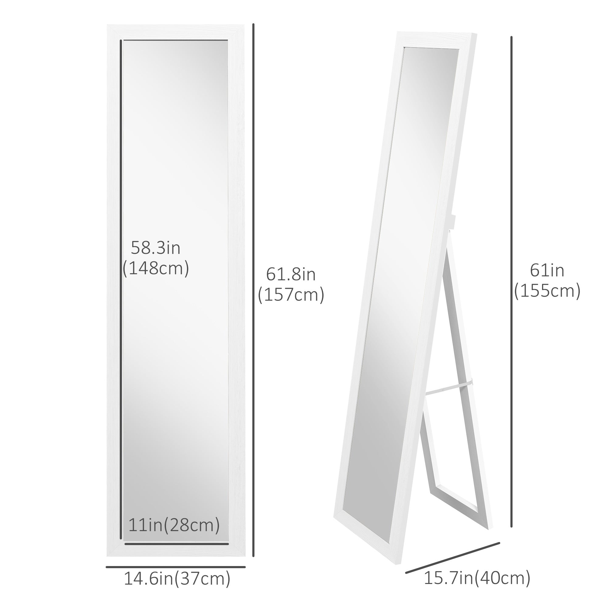 Full Length Mirror for Bedroom, Free Standing Dressing Mirror, Wall Mirror for Living Room, 15