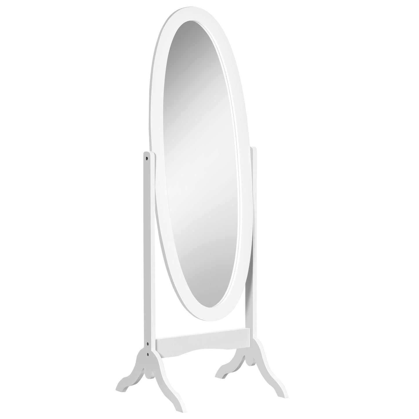 Full Length Mirror, Free Standing Mirror with Oval Frame, Adjustable Angle for Dressing Room, Bedroom, Living Room, White Full Length Mirrors White  at Gallery Canada