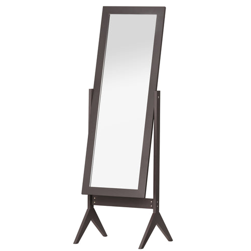 Full Length Mirror, Free Standing Mirror with Rectangular Frame, Adjustable Angle for Dressing Room, Bedroom, Living Room, Dark Brown