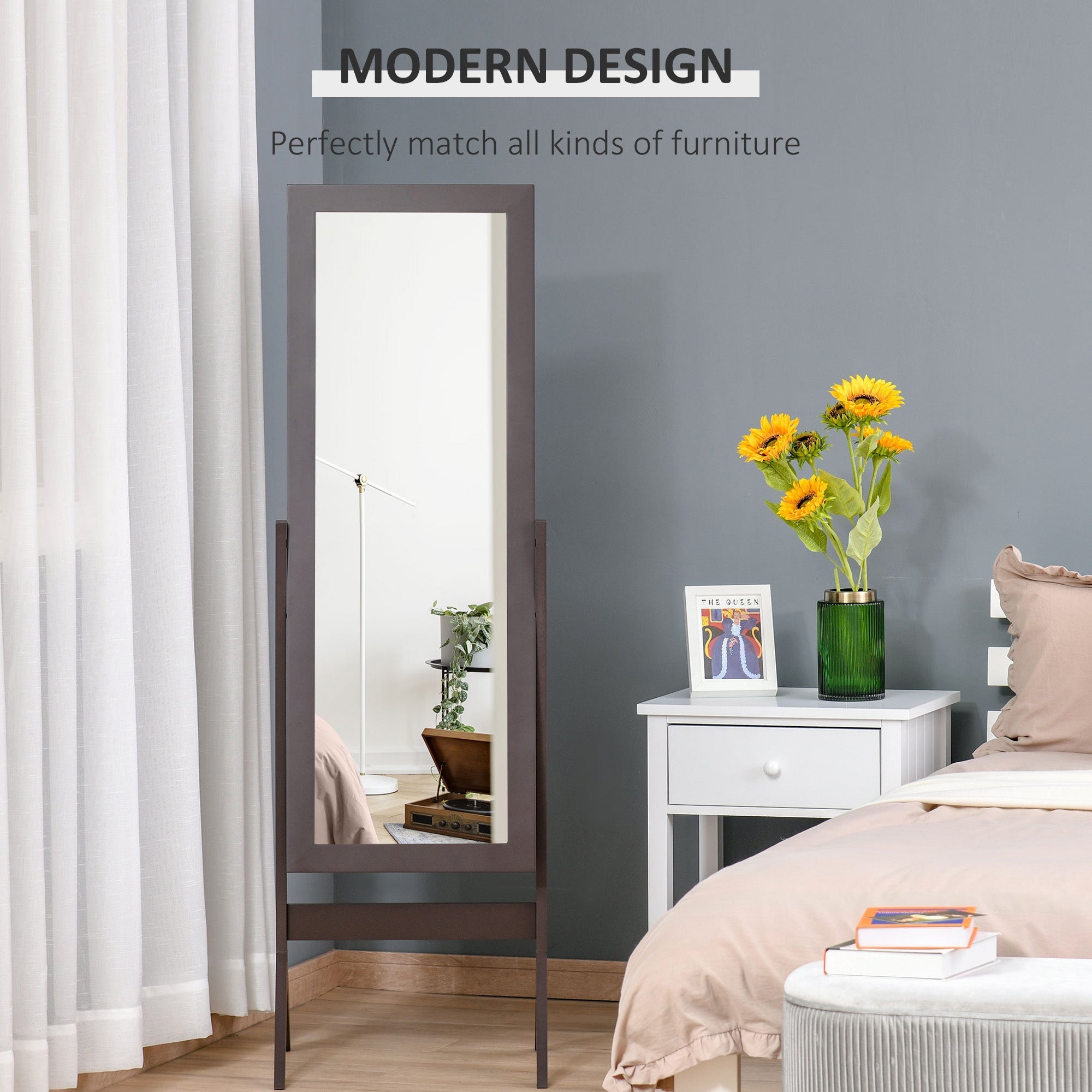 Full Length Mirror, Free Standing Mirror with Rectangular Frame, Adjustable Angle for Dressing Room, Bedroom, Living Room, Dark Brown Full Length Mirrors   at Gallery Canada