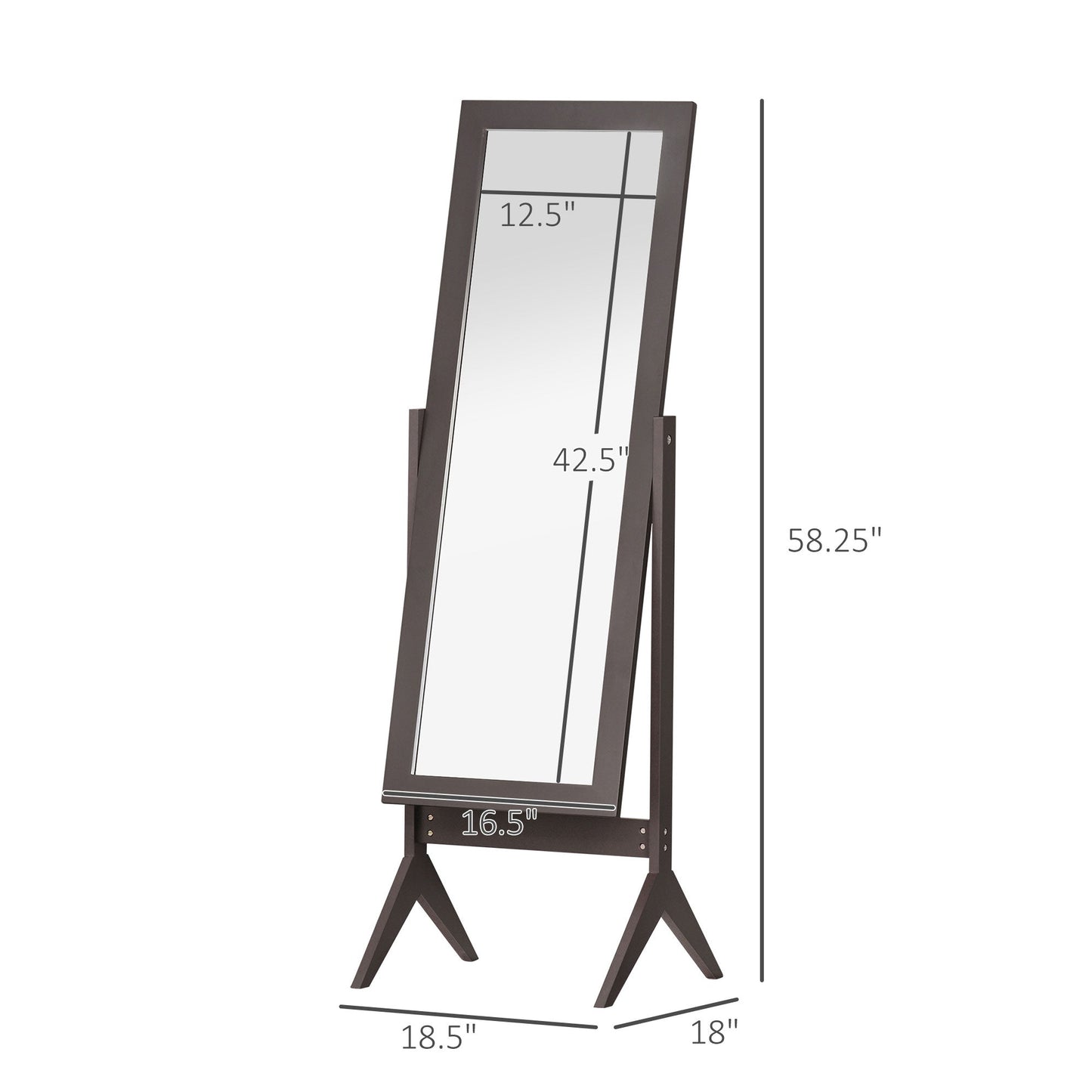 Full Length Mirror, Free Standing Mirror with Rectangular Frame, Adjustable Angle for Dressing Room, Bedroom, Living Room, Dark Brown Full Length Mirrors   at Gallery Canada