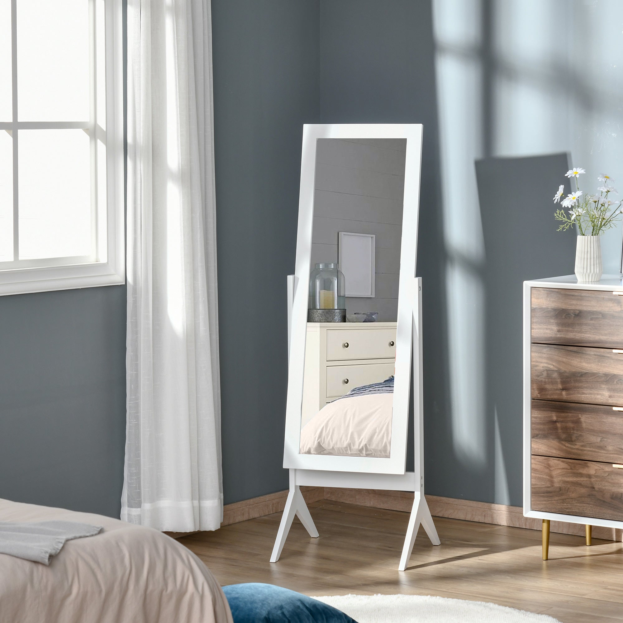 Full Length Mirror, Free Standing Mirror with Rectangular Frame, Adjustable Angle for Dressing Room, Bedroom, Living Room, White Full Length Mirrors   at Gallery Canada