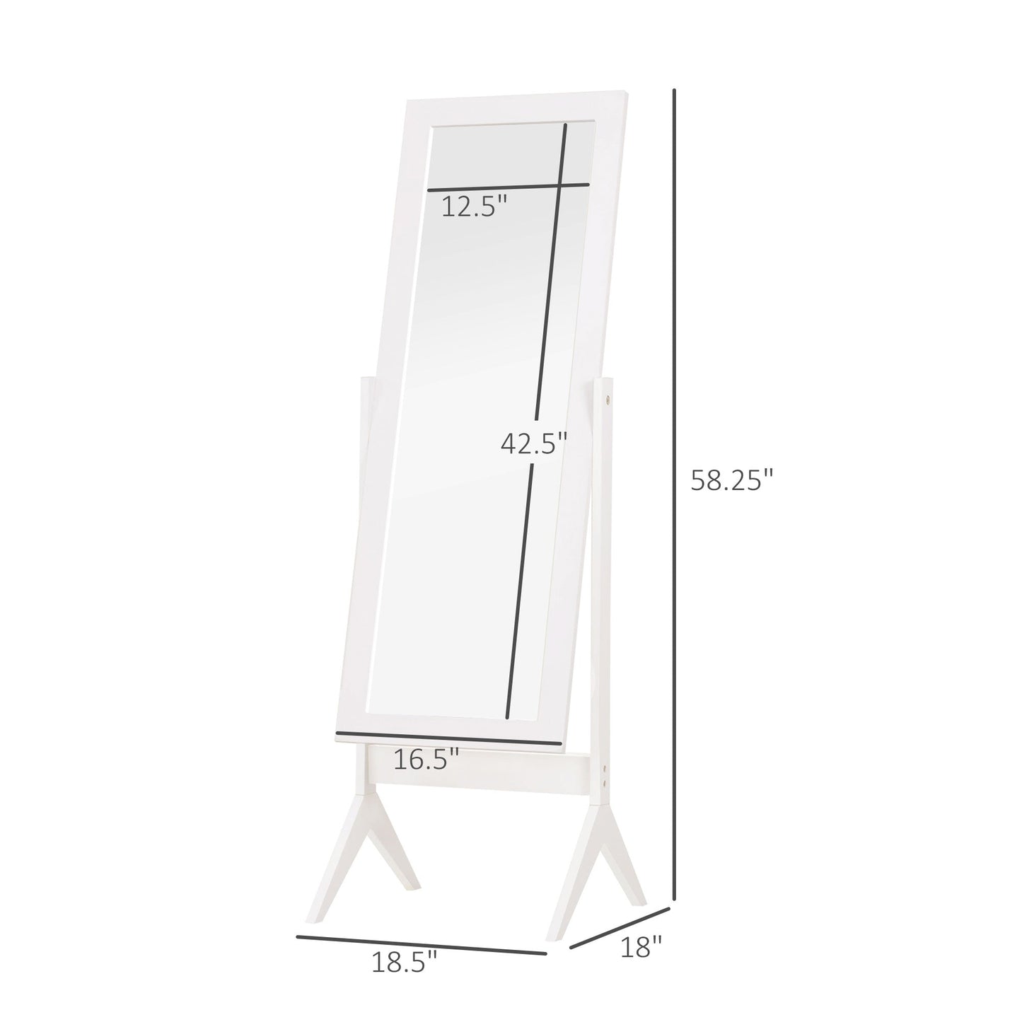 Full Length Mirror, Free Standing Mirror with Rectangular Frame, Adjustable Angle for Dressing Room, Bedroom, Living Room, White Full Length Mirrors   at Gallery Canada