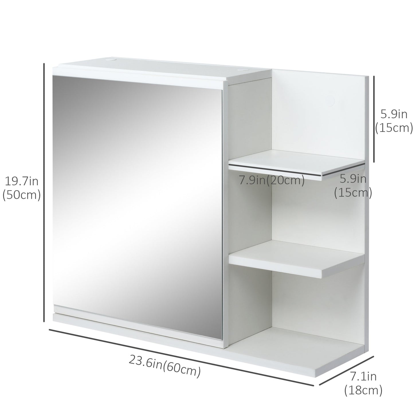 Bathroom Storage Cabinet with Mirror, Wall Mounted Medicine Cabinet with 3 Open Shelves and 2-tier Cupboard Mirror Medicine Cabinets   at Gallery Canada