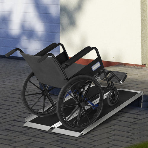 5' Portable Wheelchair Ramp Aluminum Threshold Mobility Single-fold for Scooter with Carrying Handle