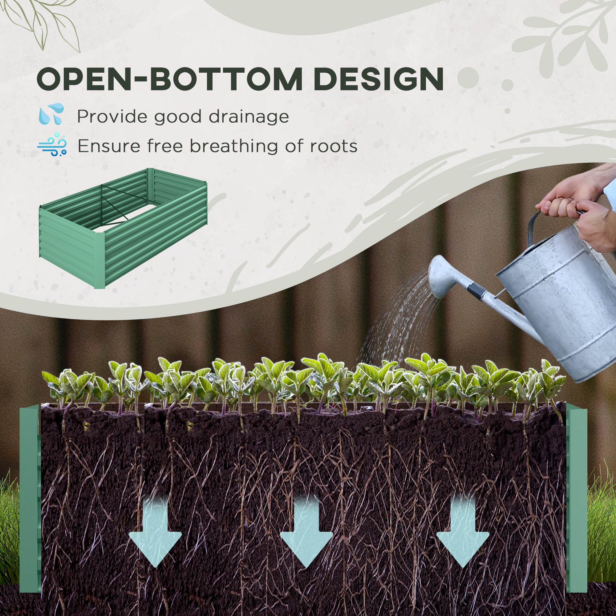 Galvanized Raised Garden Bed, Steel Outdoor Planters with Reinforced Rods, 71