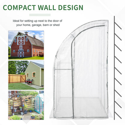 7' x 4' x 7' Outdoor Lean-to Walk-in Garden Greenhouse with Roll-Up Door Hot House for Plants Herbs Vegetables, White Walk In Greenhouses   at Gallery Canada