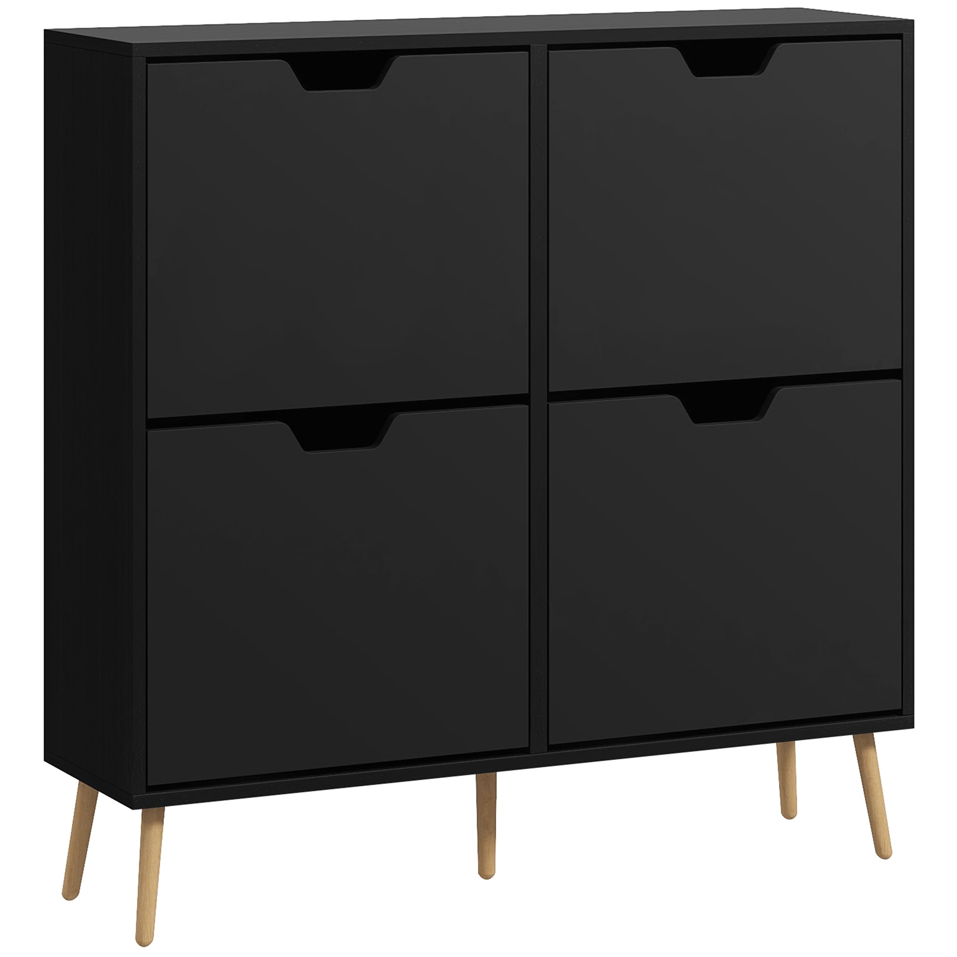 Shoe Storage Cabinet with 4 Flip Drawers and Adjustable Shelf, Shoe Cabinet for 16 Pairs of Shoes, Black Shoe Storage Cabinets & Racks   at Gallery Canada