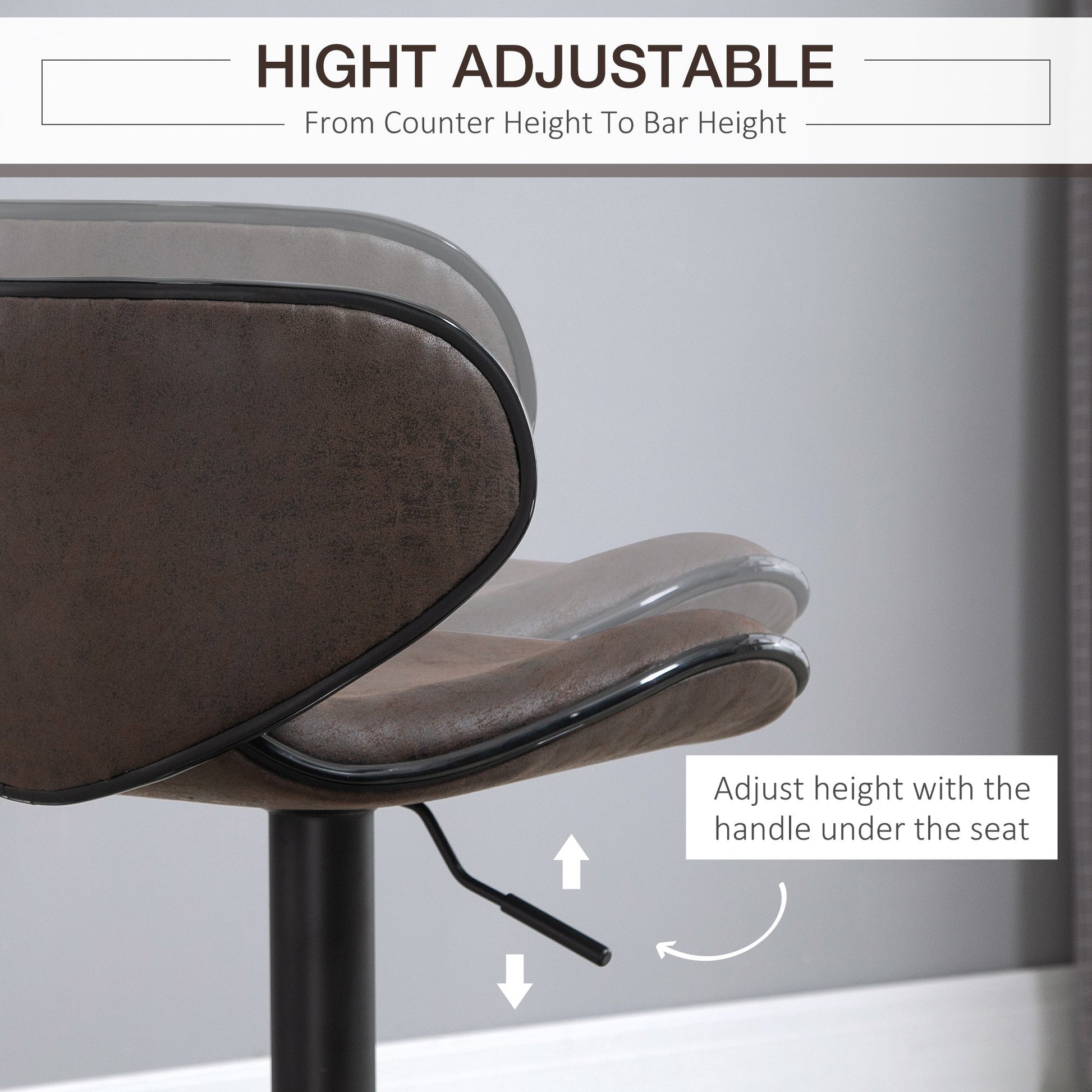 Adjustable Bar Stools Set of 2, Swivel Barstools with Back and Footrest, Microfiber Cloth Counter Height Bar Chairs for Kitchen, Dining Room, Espresso Bar Stools   at Gallery Canada