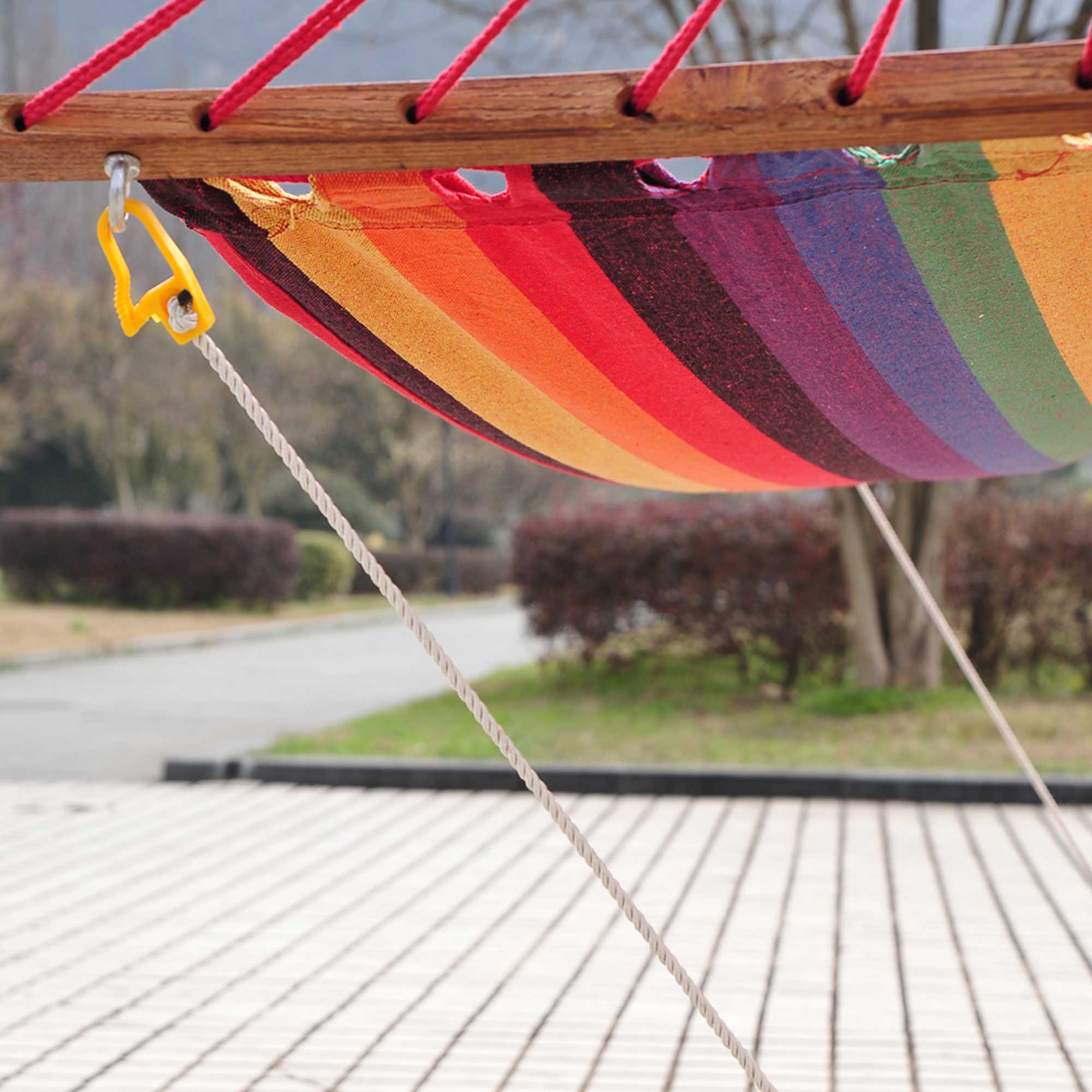 10' Outdoor Swing Hammock, Hammock with Wood Stand Rainbow Bed, Heavy Duty Roman Arc Hammock for Patio, Backyard, Balcony, Porch, Multi Color Hammocks with Stand at Gallery Canada