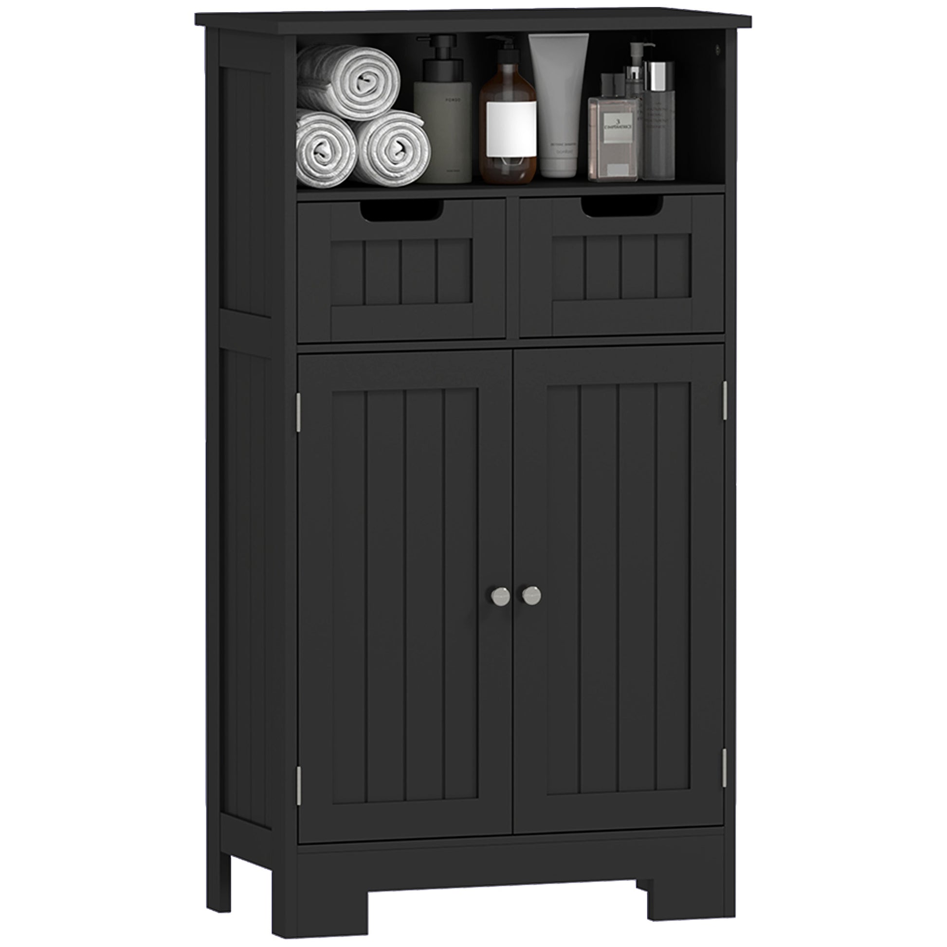 Freestanding Bathroom Cabinet with Adjustable Shelf and Drawers, Small Cabinet for Bathroom, Living Room, Black Bathroom Cabinets at Gallery Canada