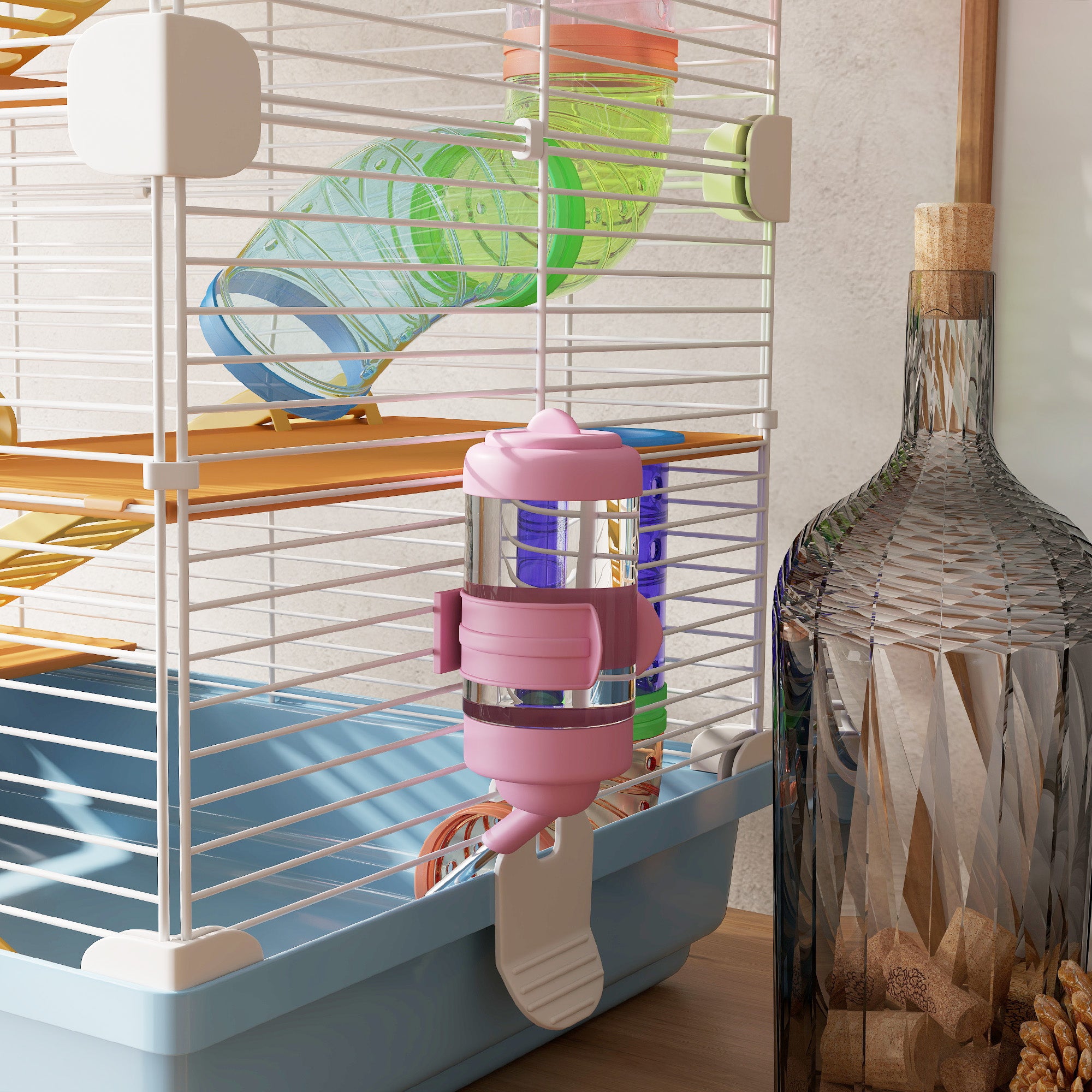 5 Tiers Hamster Cage Portable with Exercise Wheels Play Tube Water Bottle Dishes House Ladder for Gerbils, Light Blue Hamster Cages at Gallery Canada