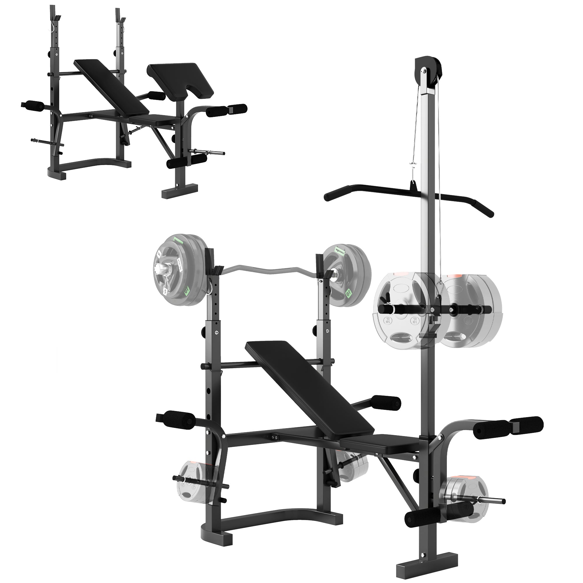 Adjustable Weight Bench with Bench Press Rack, Preacher Curl Bench, Leg Extension and Lat Pull Down Weight Benches at Gallery Canada