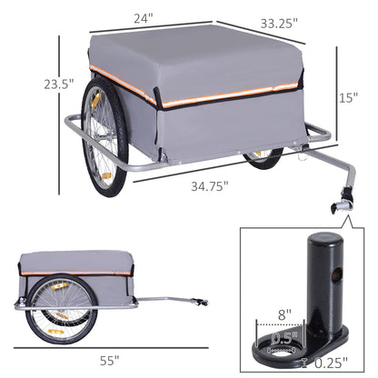 Bicycle Cargo Trailer Cart Carrier Garden Use w/ Quick Release, Cover, Grey Bike Cargo Trailers   at Gallery Canada