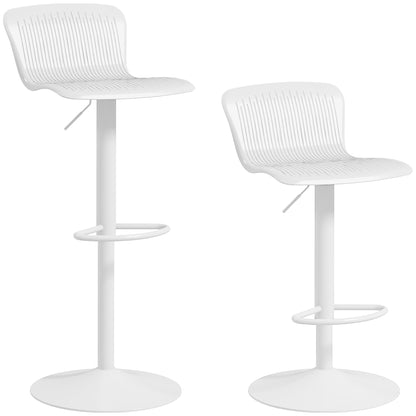 Polypropylene Bar Stools Set of 2, Swivel Barstools with Adjustable Height, Footrest and Backrest, White Bar Stools   at Gallery Canada