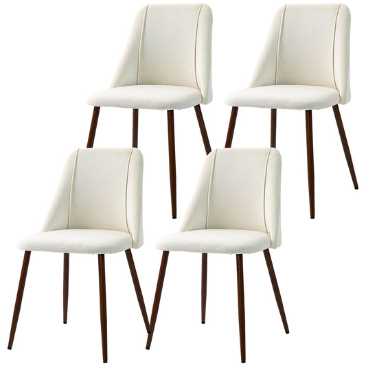 Upholstered Dining Chairs Set of 4, Velvet Accent Chair with Back and Wood-grain Steel Leg for Kitchen Bar Stools   at Gallery Canada