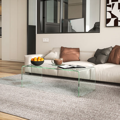 Glass Coffee Table, Clear Coffee Tables for Living Room, Modern Rectangle Center Table with Safe Rounded Edges Coffee Tables   at Gallery Canada