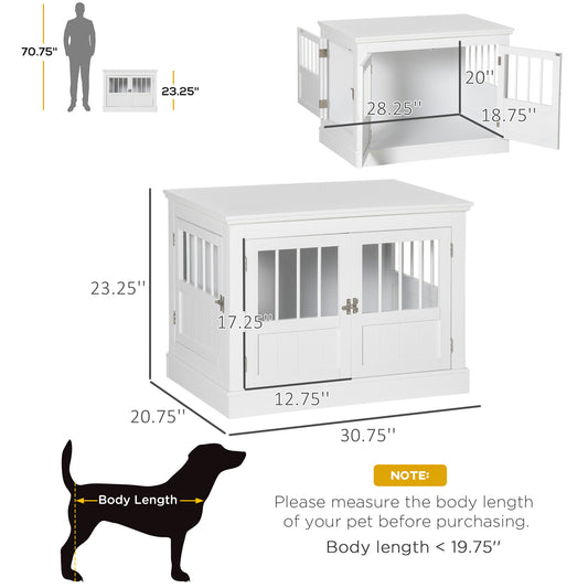 31" Dog Crate Furniture End Table with Three Doors for Small Dogs, White Houses, Kennels & Pens   at Gallery Canada