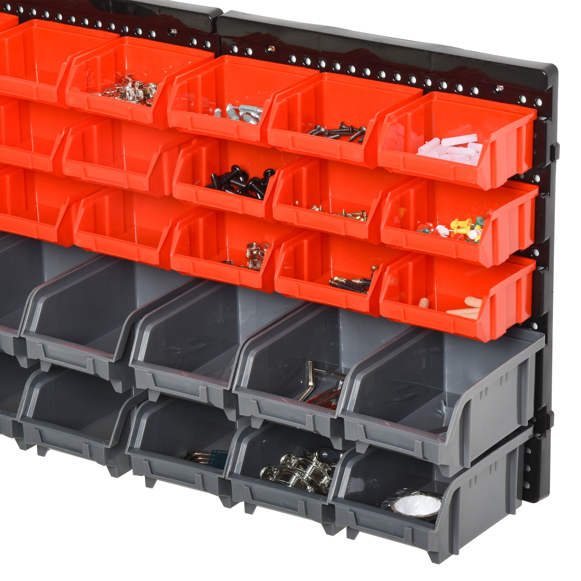 Wall Mounted Storage Bin Rack Tool Organizer with 30 Bins, Pegboard for Garage Workshops Red Tool Organizers at Gallery Canada