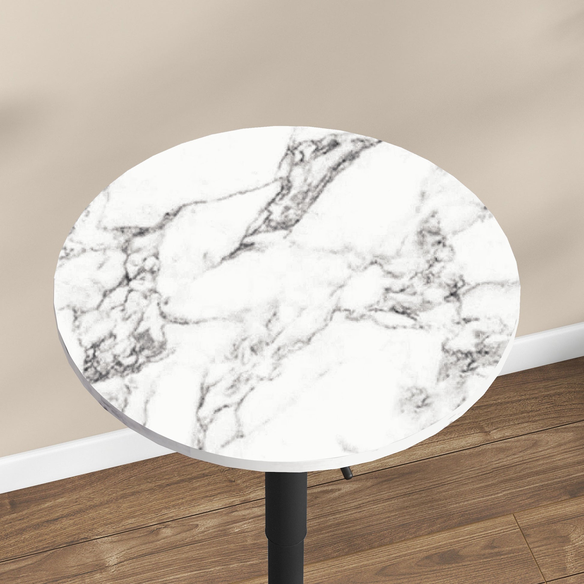 Adjustable Bar Table for 2, Round Pub Table with Steel Base for Home Bar, Small Dining Room, White Marble Bar Tables at Gallery Canada