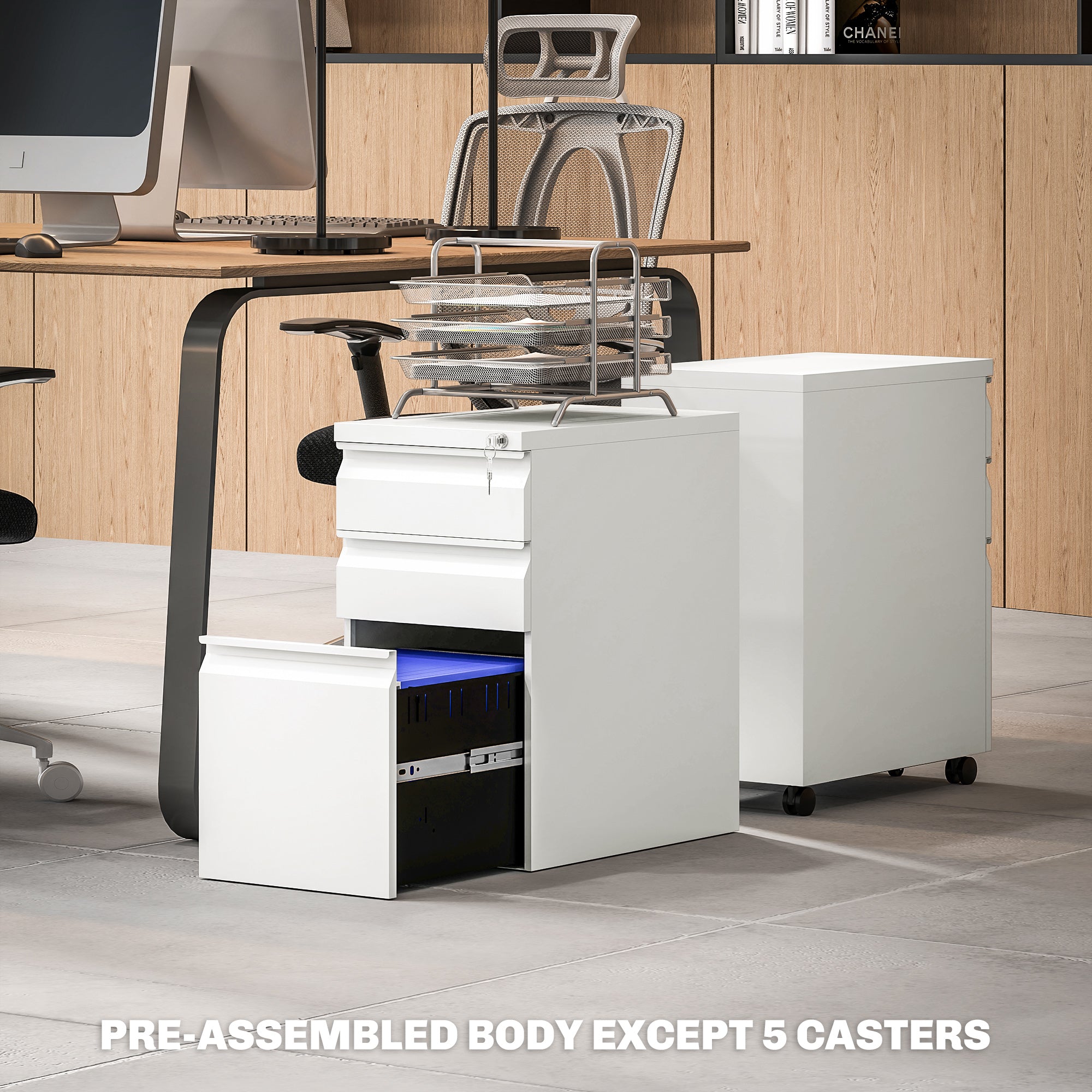 3 Drawer Filing Cabinet with Lock, Steel Office Storage Cabinet with Hanging Bar for A4, Legal, Letter Files, White Office Cabinets & Cupboards at Gallery Canada