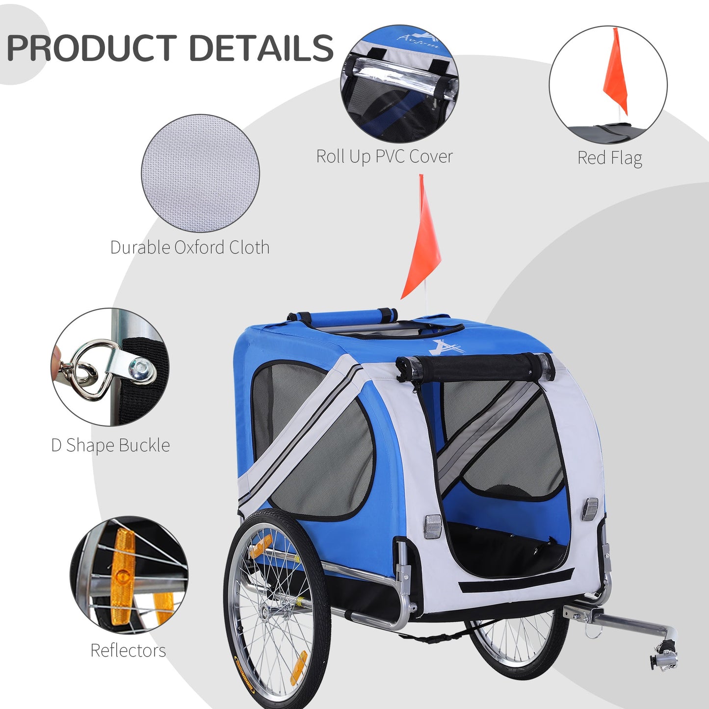 Dog Bike Trailer Pet Cart Bicycle Wagon Cargo Carrier Attachment for Travel with 3 Entrances Large Wheels for Off-Road &; Mesh Screen, White Dog Bike Trailers & Strollers   at Gallery Canada