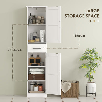 67" Tall Bathroom Cabinet, Narrow Bathroom Storage Cabinet with Drawer, Barn Doors and Adjustable Shelves, White Bathroom Cabinets at Gallery Canada