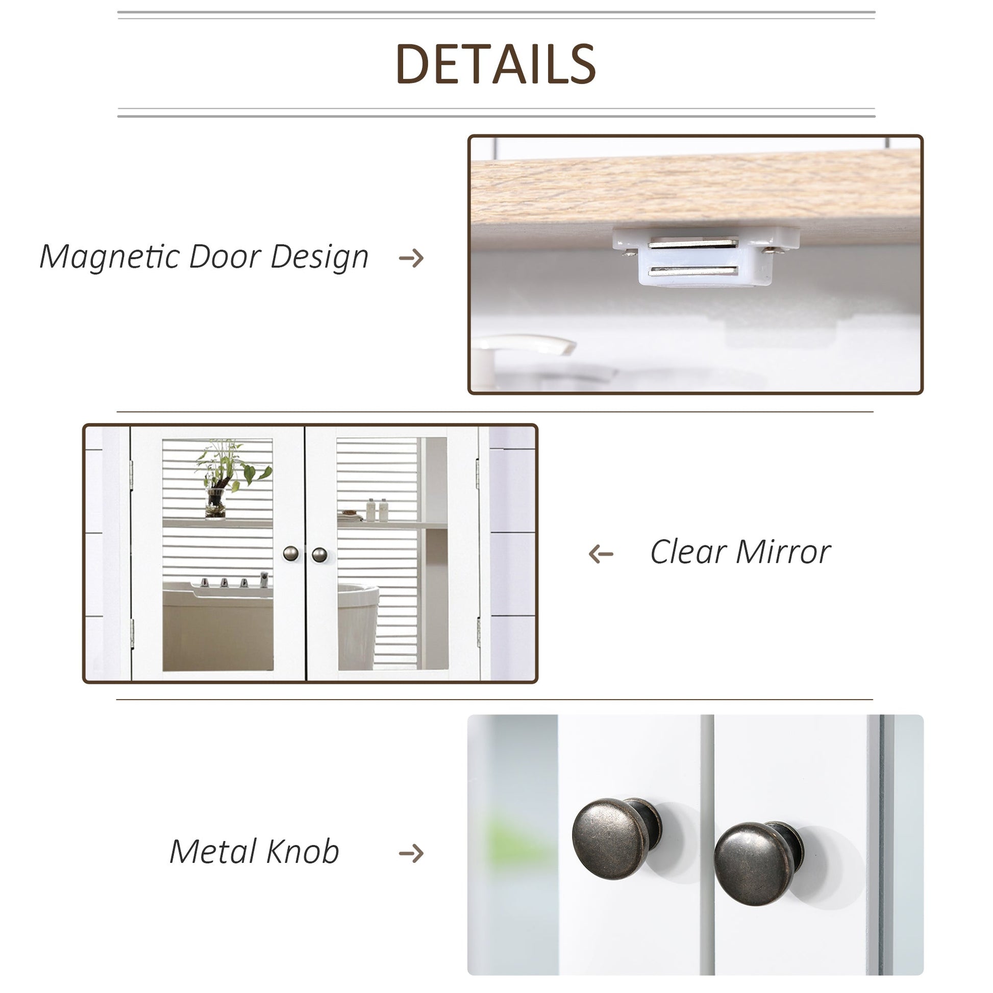 Wall Mounted Mirror Cabinet, Bathroom Medicine Cabinet with 2 Mirrored Doors and 2-tier Shelving Mirror Medicine Cabinets   at Gallery Canada