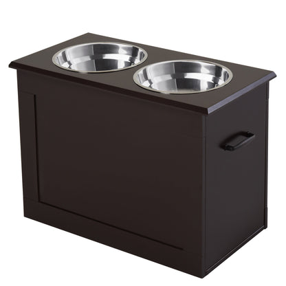 Elevated Dog Bowls with Storage for Large Dogs, 2 Stainless Steel Bowls, Brown Dog Bowls Brown  at Gallery Canada