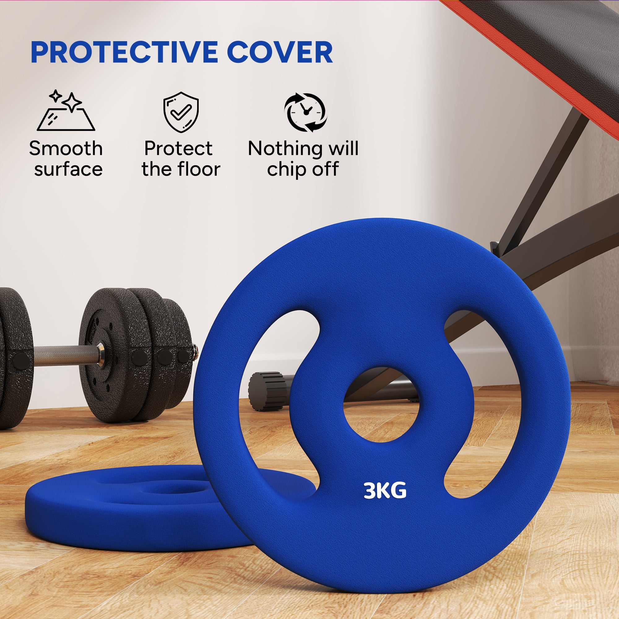 2 x 6.6lbs Standard Weight Plates with Easy-Grip Handles, 1