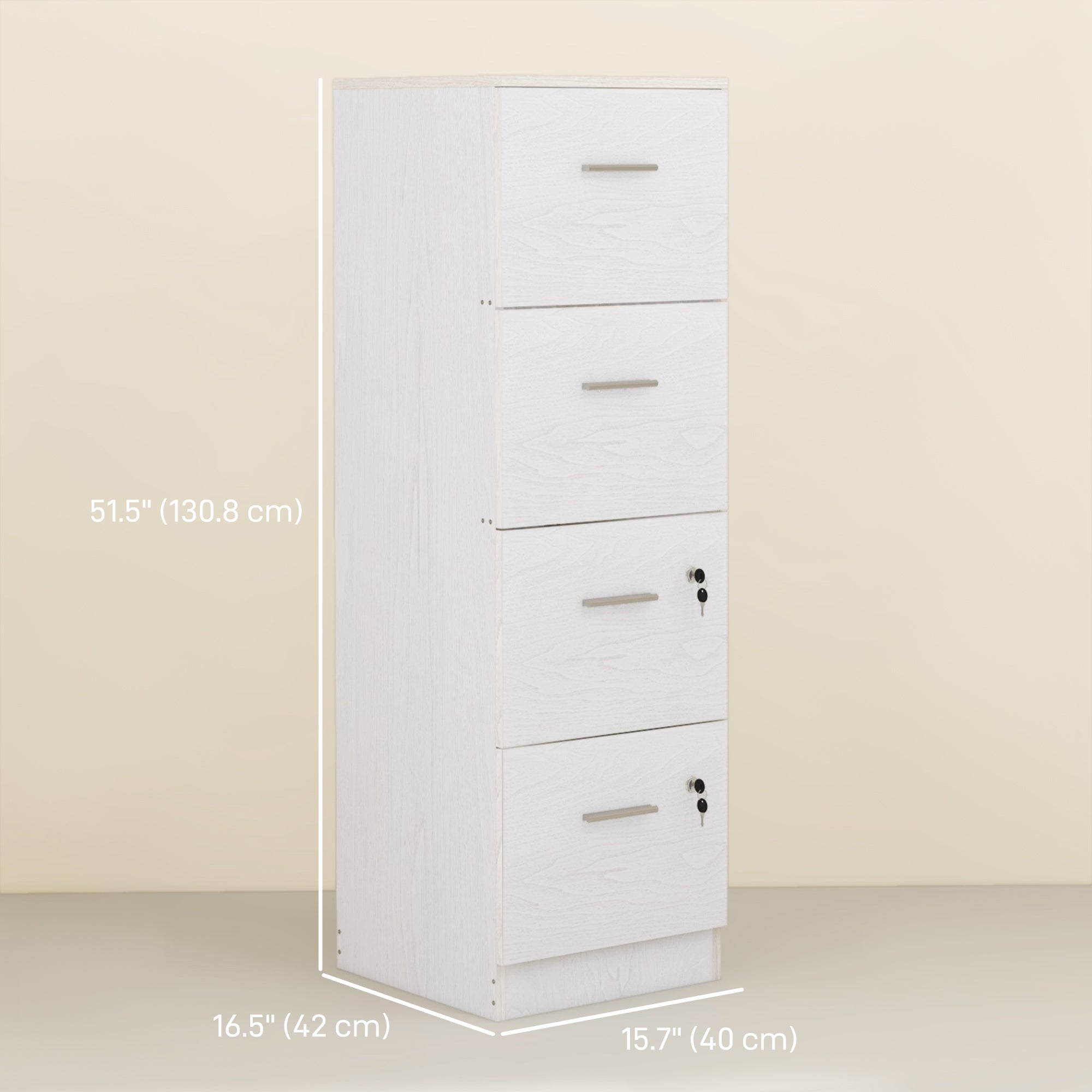 Vertical Filing Cabinet with Lock, 4 Drawer File Cabinet with Adjustable Hanging Bar for A4 and Letter Size, White Office Cabinets & Cupboards White  at Gallery Canada