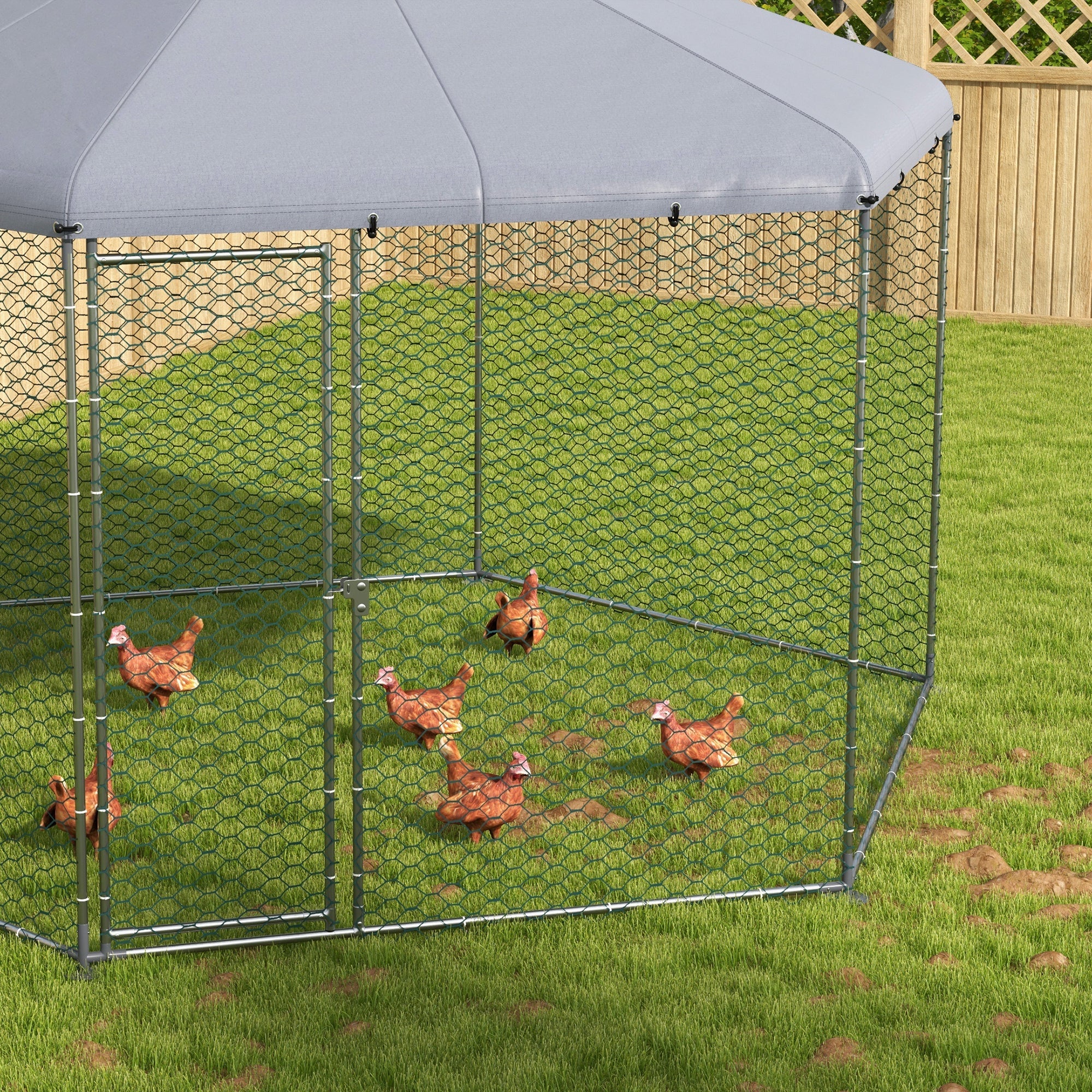 Chicken Coop with Cover for Outdoor Backyard, Chicken Run for 10-15 Chickens, Rabbits, Ducks, 13.1' x 11.4' Chicken Coops   at Gallery Canada