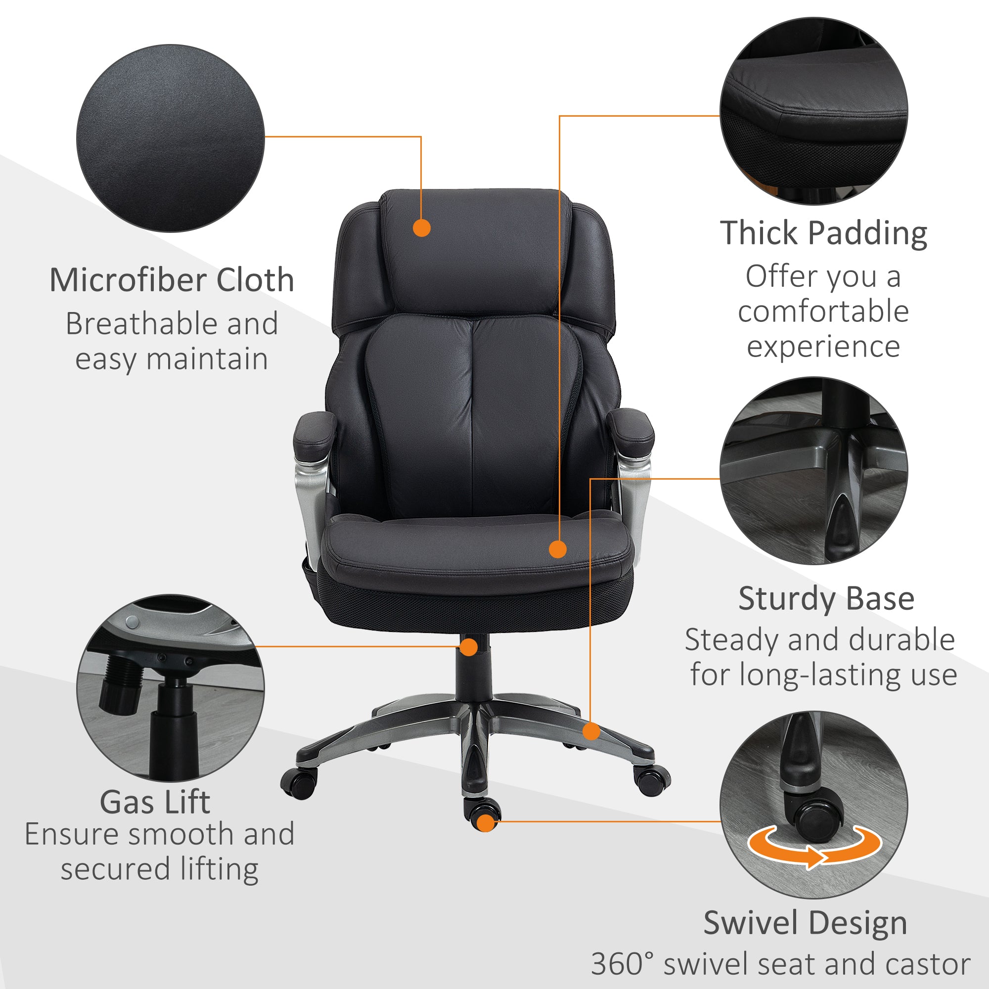 Big and Tall Massage Office Chair with Strong Vibration, Microfiber Office Chair, 27.25