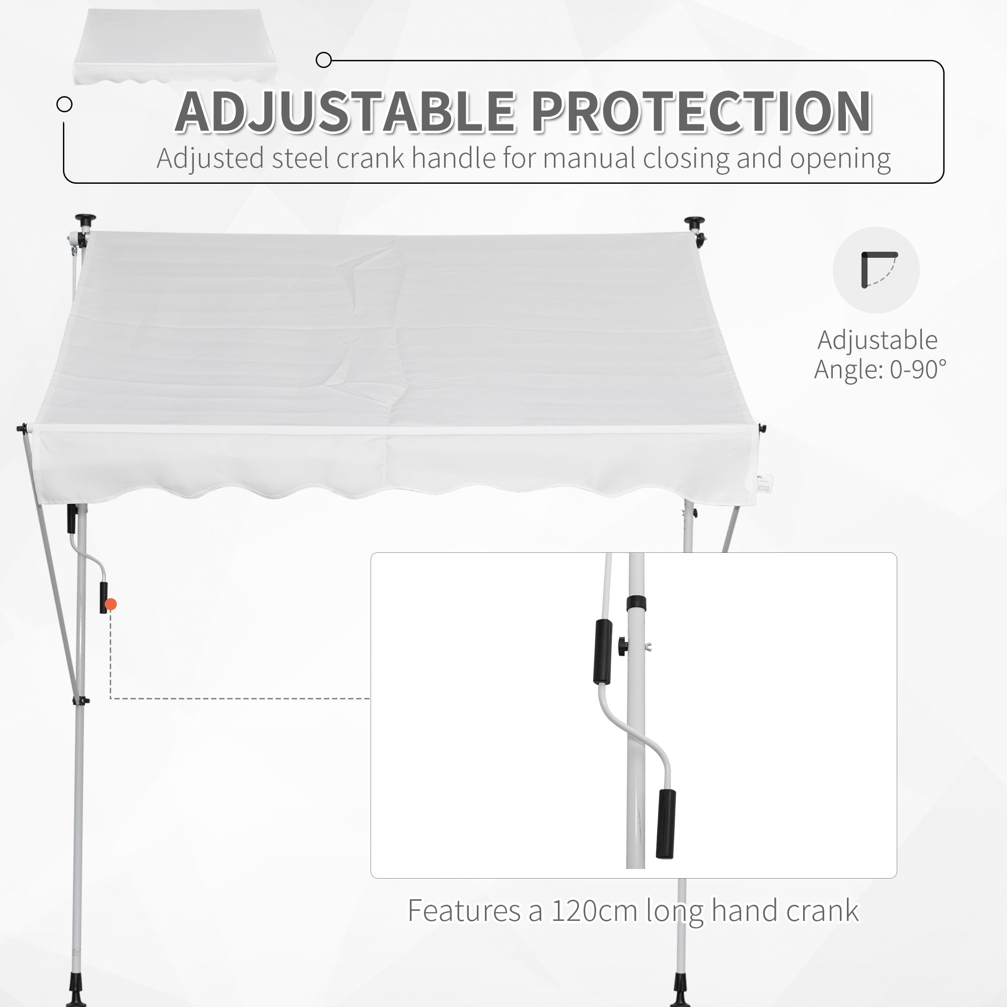 6.6'x5' Manual Retractable Patio Awning Window Door Sun Shade Deck Canopy Shelter Water Resistant UV Protector White Door Awnings   at Gallery Canada