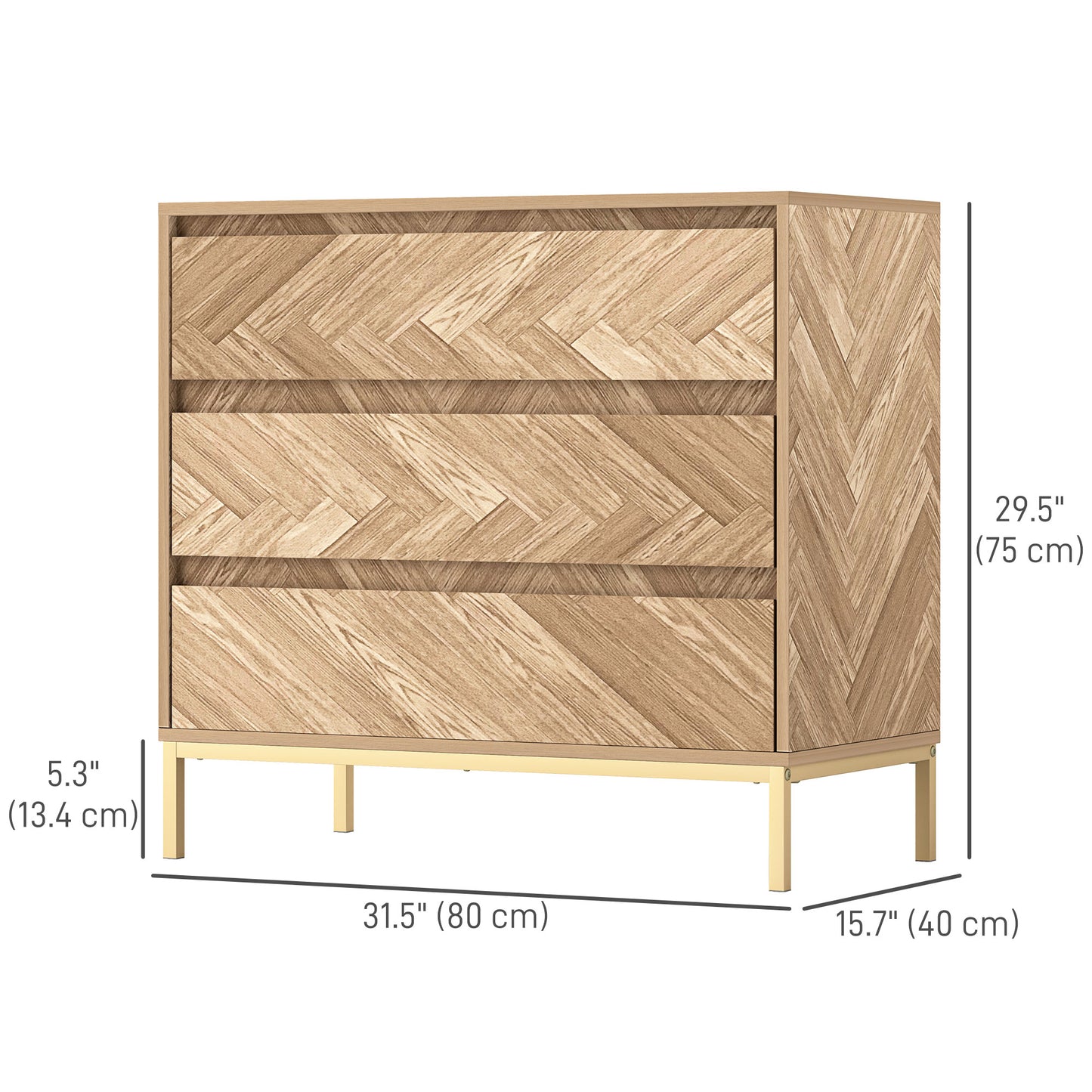 Bedroom Chest of Drawers with Anti-tipping Design, Storage Cabinet with 3 Drawers for Living Room, Hallway, Nature Wood Storage Cabinets at Gallery Canada