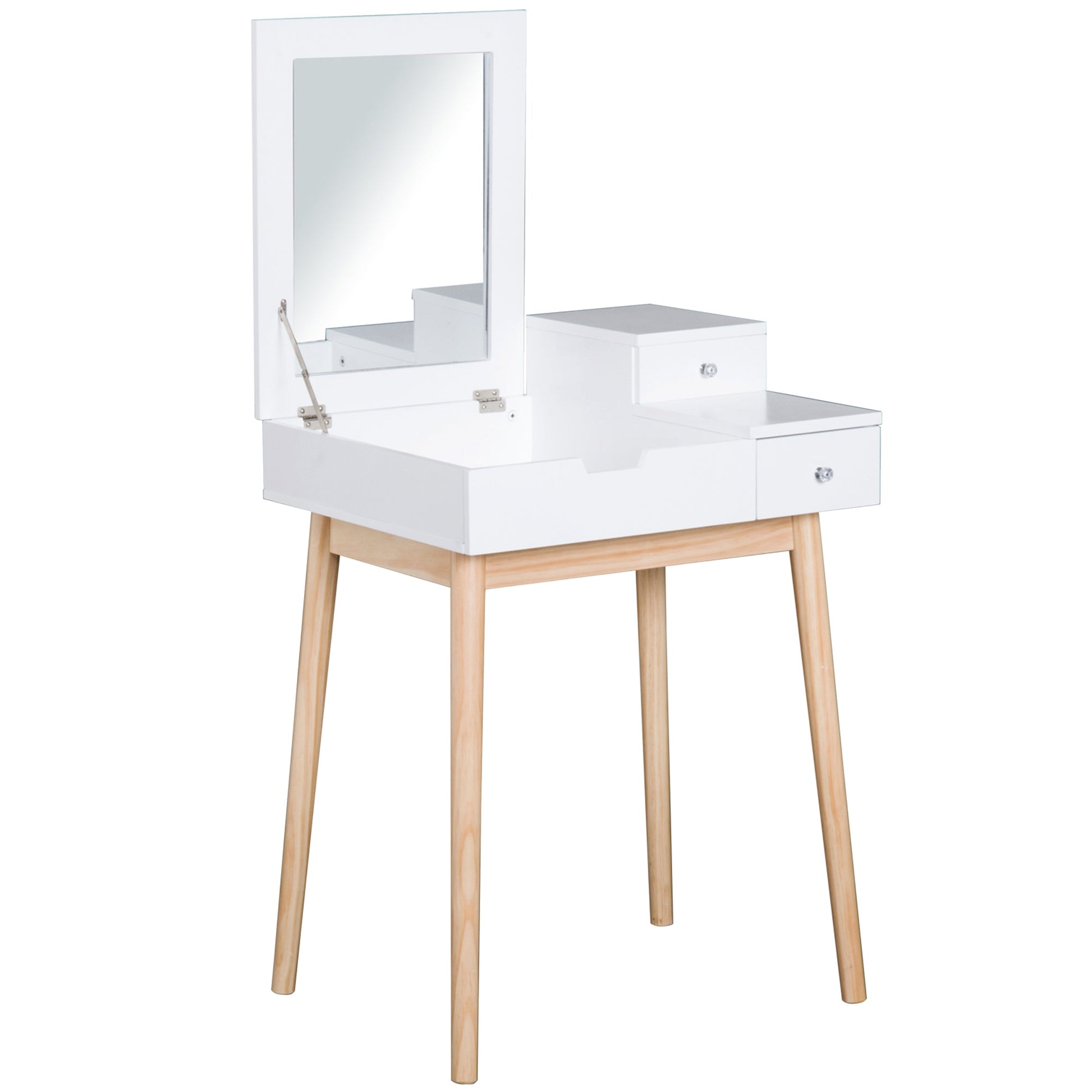 Vanity Desk with Mirror, Modern Dressing Table with Mirror, Make Up Desk with Flip-up Top, 2 Drawers, White Dressing & Vanity Tables Multi Colour  at Gallery Canada