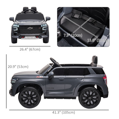 12V Licensed Chevrolet TAHOE Ride On Car with Remote Control for 3-6 Years Old, Grey Electric Toy Cars   at Gallery Canada