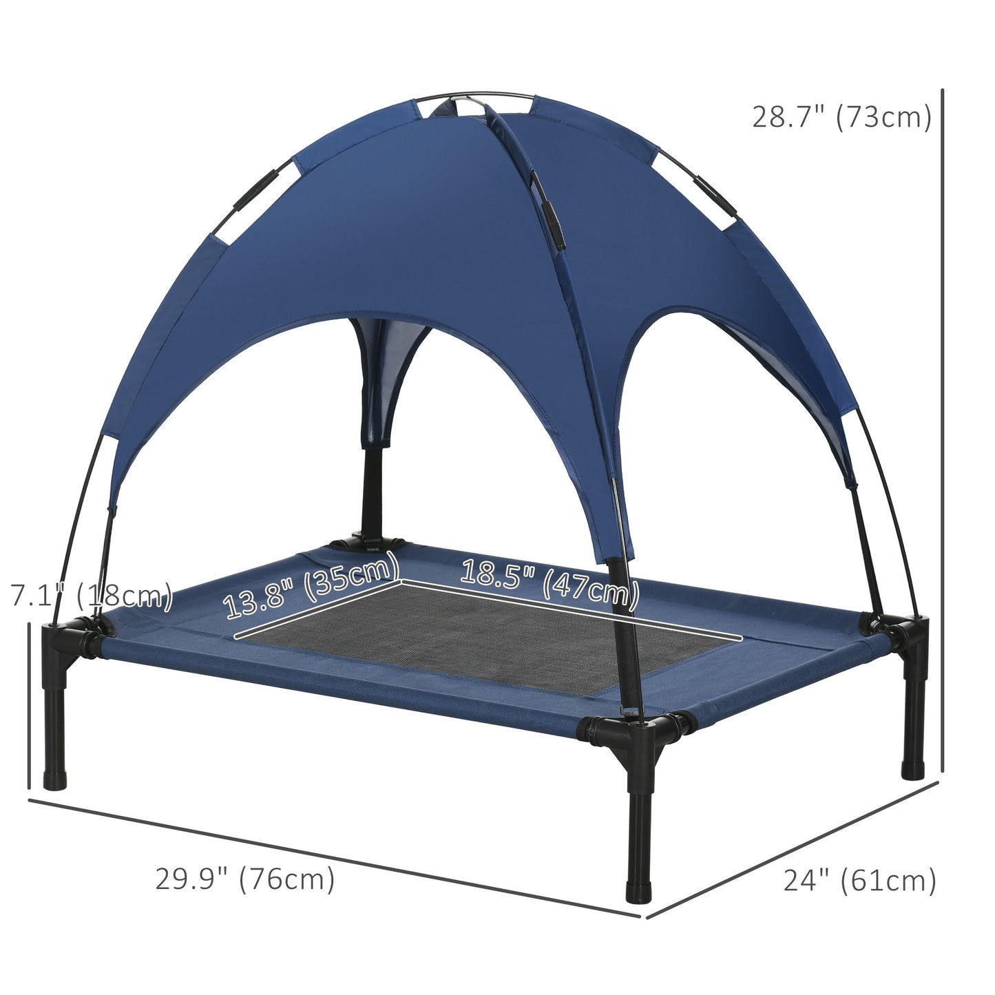 Elevated Cooling Pet Bed Portable Raised Dog Cot with Canopy for Medium Sized Dogs, Dark Blue Elevated Dog Beds   at Gallery Canada