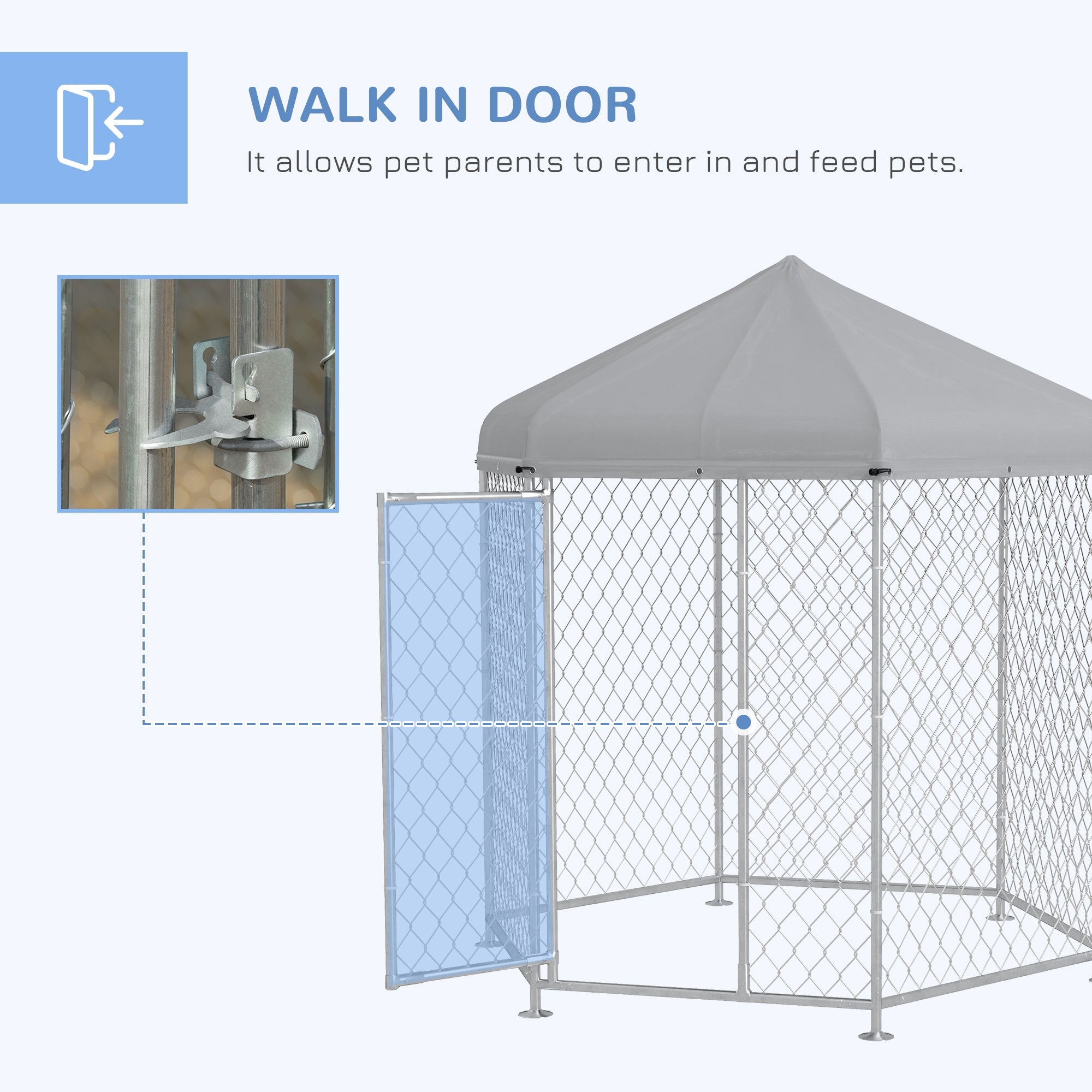 6.9' x 6.1' x 7' Outdoor Dog Kennel Dog Run with Waterproof, UV Resistant Cover for Medium Large Sized Dogs, Silver Houses, Kennels & Pens   at Gallery Canada